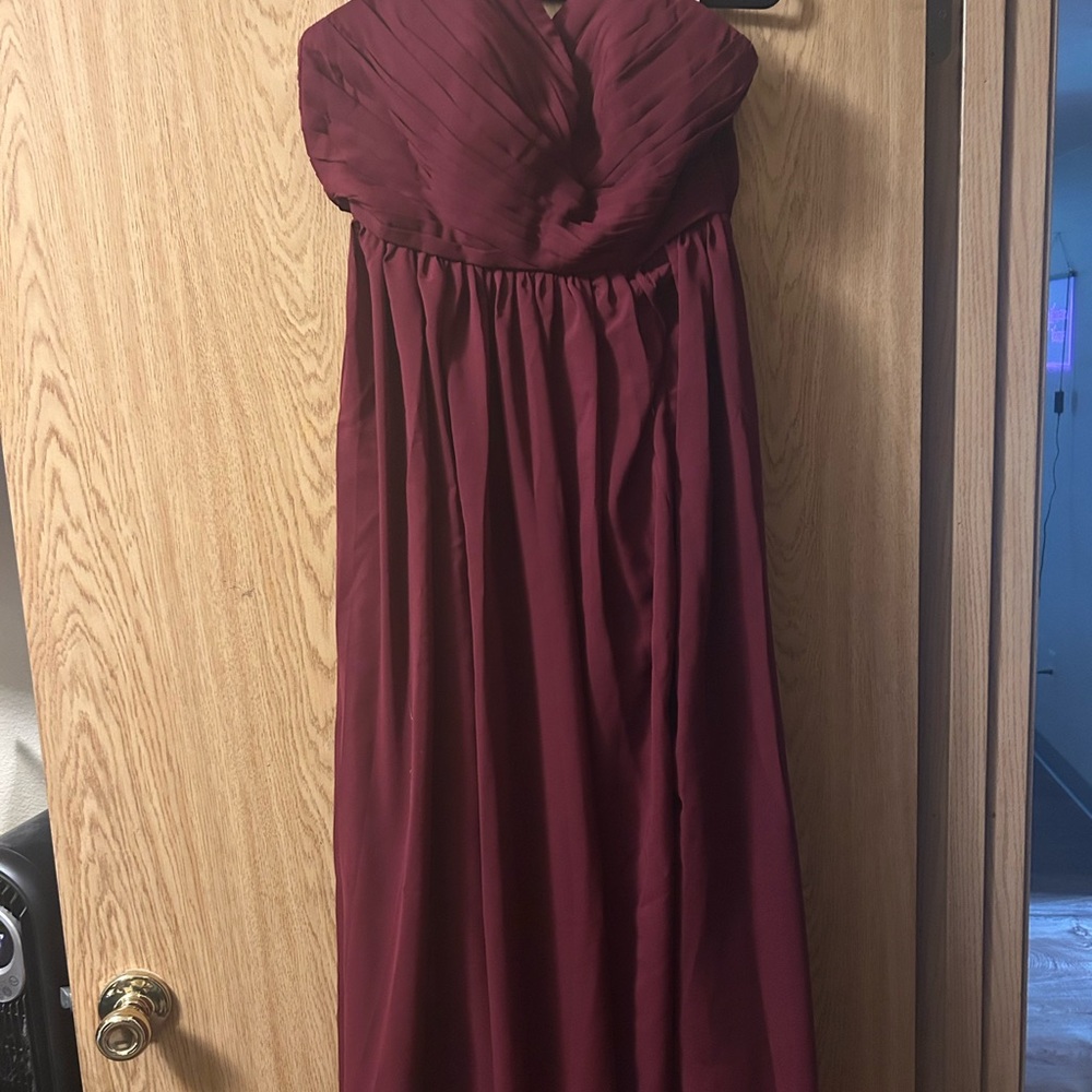 Amazon Burgundy Strapless Wedding Dress